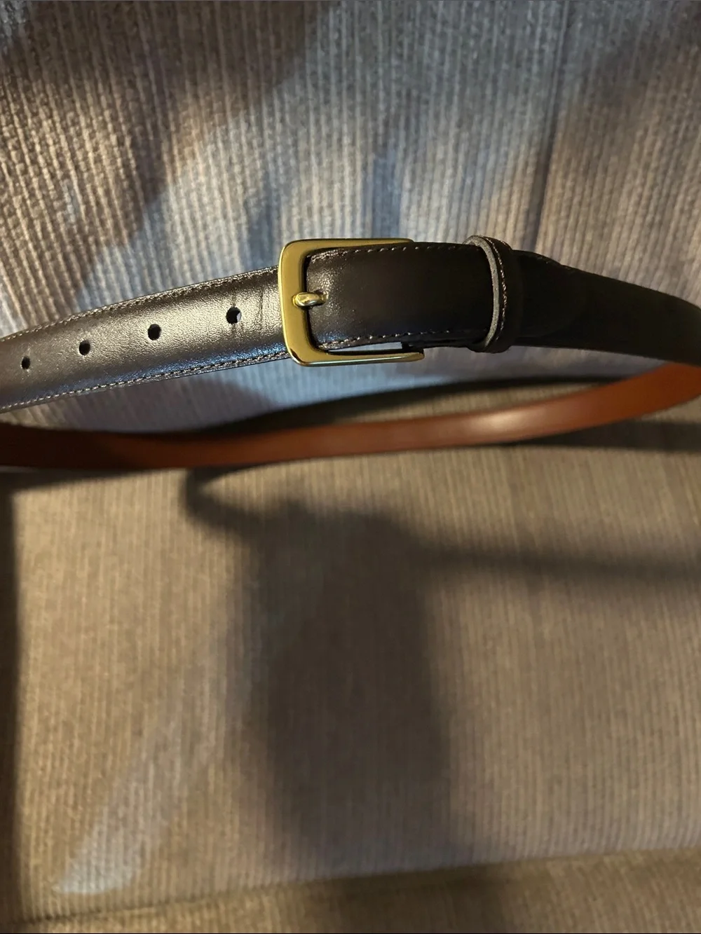 Leather Belt - Black with Brass Buckle